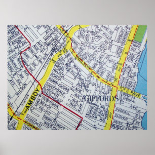 Staten Island, NY Vintage Map Poster