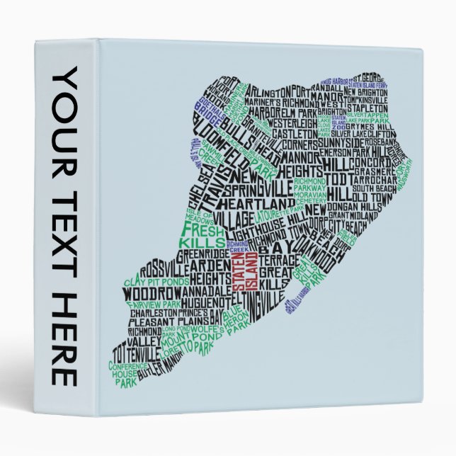 Staten Island NYC Word Art Map Classeur (Devant/Côté)