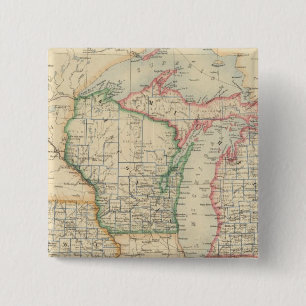 States of Michigan, Wisconsin and Iowa 2 Inch Square Button