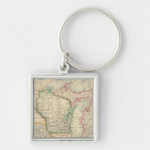 States of Michigan, Wisconsin and Iowa Keychain