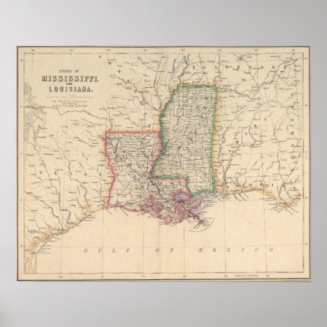 States of Mississippi and Louisiana Poster (Front)
