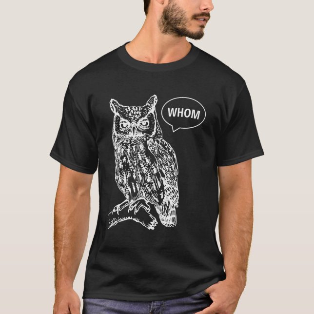 Statet Owl Whom Blue Small T-Shirt (Front)