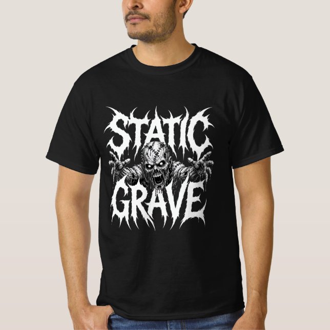 Static Grave Horror Gothic Graphic T-Shirt (Front)