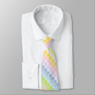 Static Pastel Rainbow Squares Tie