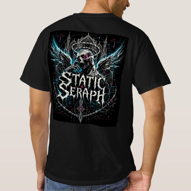 Static Seraph Gothic Cyberpunk Graphic T-Shirt (Back)