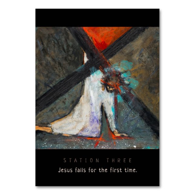 Station 3, Jésus tombe #1 Carte de prière (Par défaut)