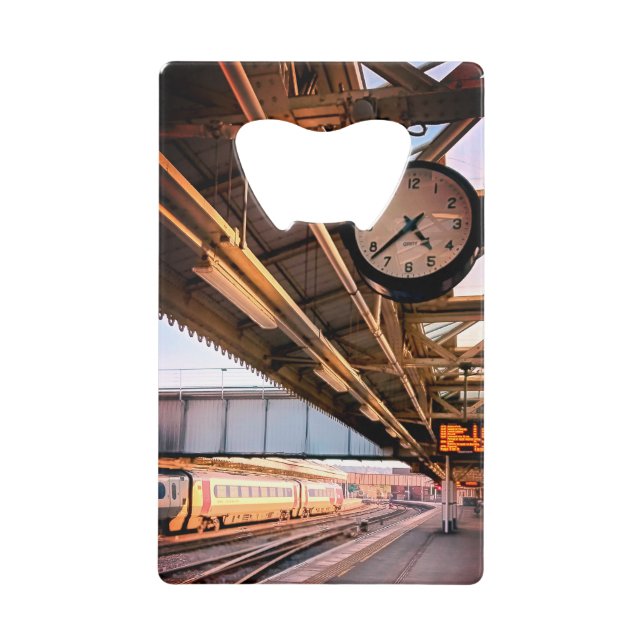 Station clock credit card bottle opener (Front)