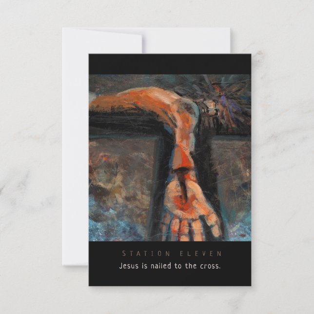 Station Eleven, Jesus is nailed, Prayer Card (Front)