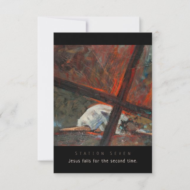 Station Seven, Jesus falls #2, Prayer Card (Front)