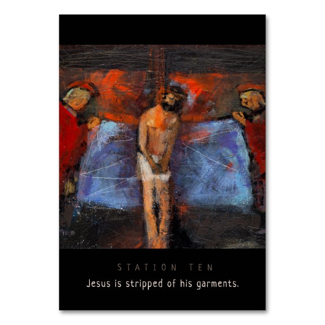 Station Ten, Jesus stripped, Prayer Card (Front)