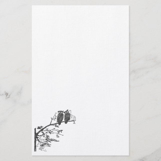 Stationary Vintage Owls Stationery (Front)