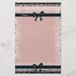 Stationery Antique Old Paper Pink Black Bows