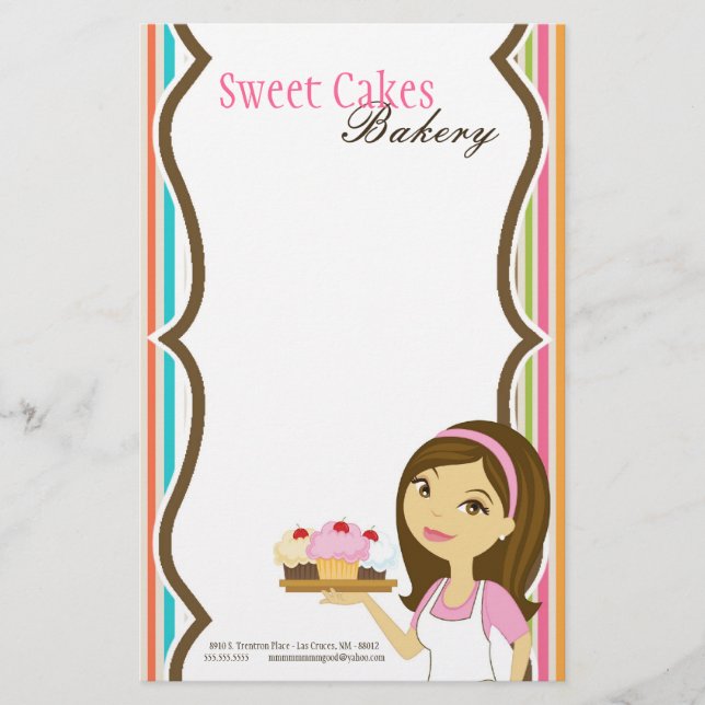 Stationery - Bakery Brunette Baker Cup Cakes Baker (Front)