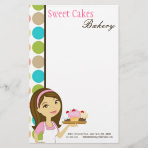 Stationery - Bakery Brunette Baker Cup Cakes Baker