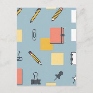 Stationery Chaos Pencils Notebooks Sticky Notes Postcard