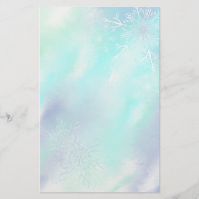 Stationery- Frosty Snowflakes Stationery (Front)
