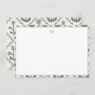Stationery Note Cards Blue & Green Floral Pattern