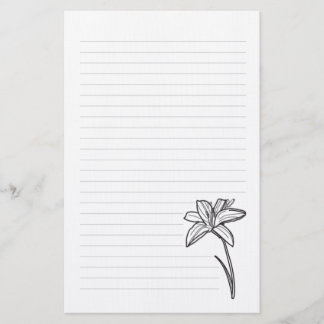 Stationery Paper Lily Line Drawing