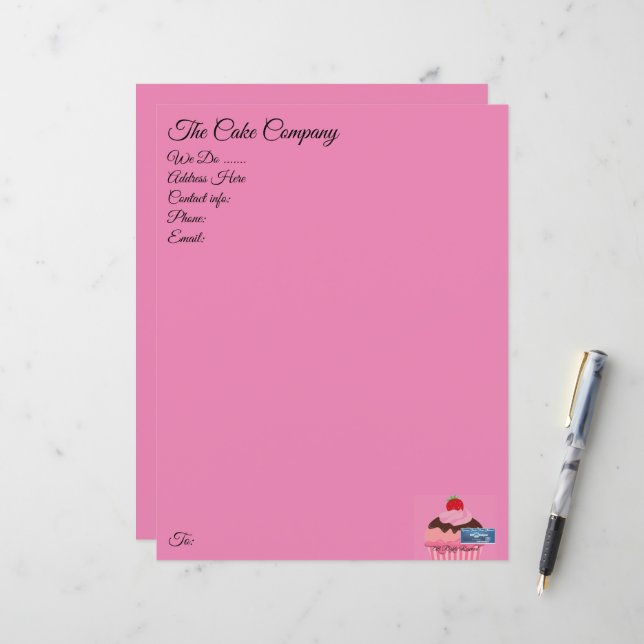 Stationery Paper Pink(Cupcake) RFPMDesigns ©️2024 (Front/Back In Situ)
