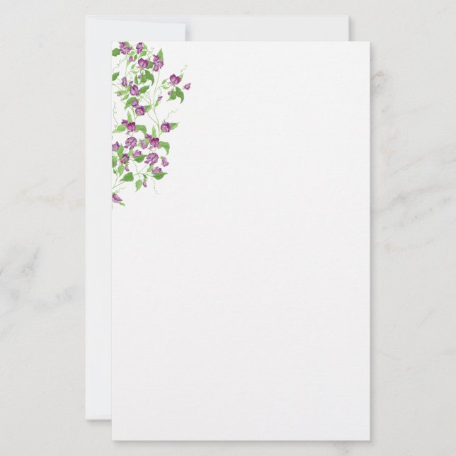 Stationery Paper-Purple Sweet Peas (Front)