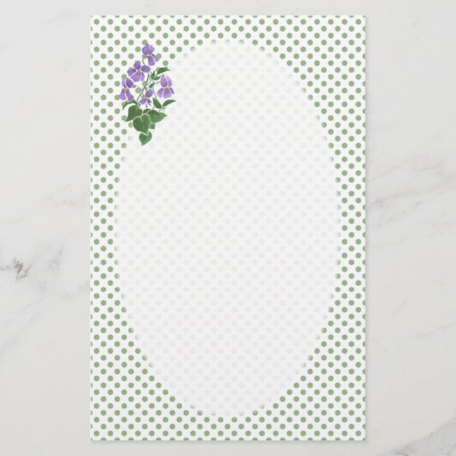 Stationery: Violets, Polka Dots to Personalize Stationery (Front)
