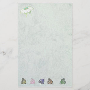 stationery white with butterflies