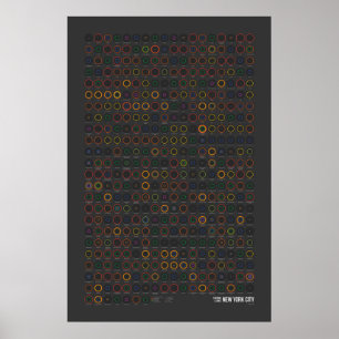 Stations & Lines: New York City (Dark) Poster