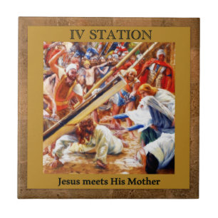 Stations of the Cross #4 of 15 Jesus Meets Mother Tile