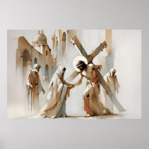 Stations Of The Cross Jesus Meets His Mother Poster