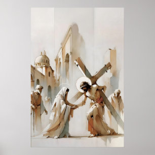 Stations Of The Cross Jesus Meets His Mother Poster