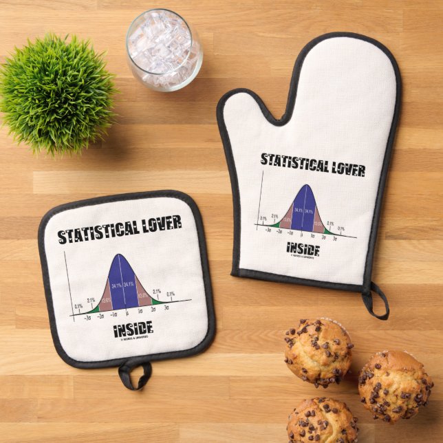 Statistical Lover Inside Bell Curve Geek Humour Oven Mitt & Pot Holder Set (Top Down)