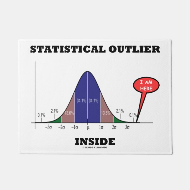 Statistical Outlier Inside (Bell Curve Humour) Doormat (Front)