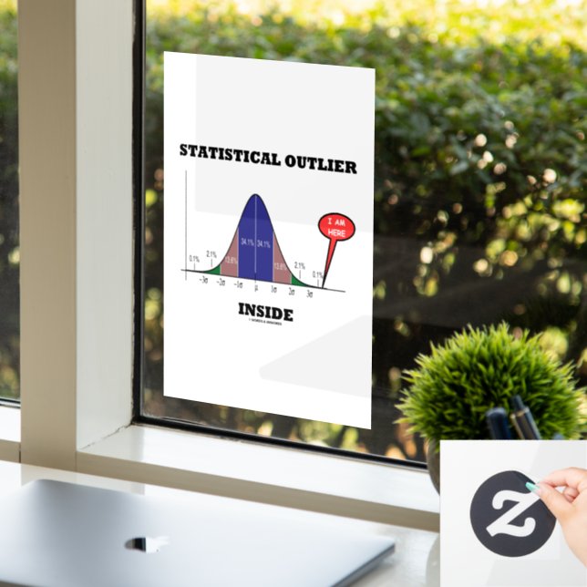 Statistical Outlier Inside Bell Curve Humour Window Cling (Office)