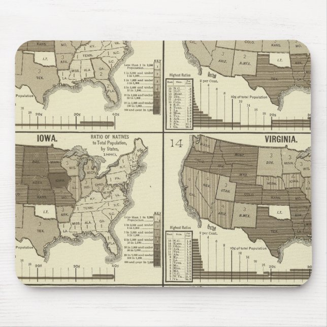 Statistical United States lithographed maps Mouse Pad (Front)