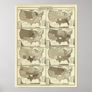 Statistical United States lithographed maps Poster