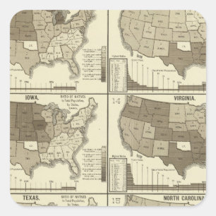 Statistical United States lithographed maps Square Sticker