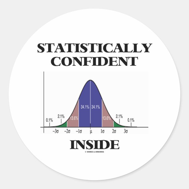 Statistically Confident Inside (Bell Curve Humour) Classic Round Sticker (Front)