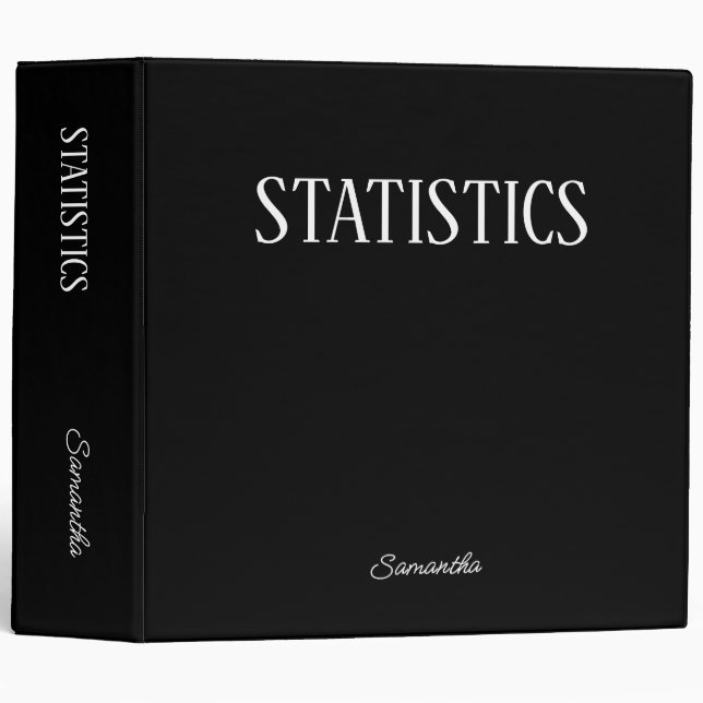 Statistics Black Personalized Subject  Binder (Front/Spine)