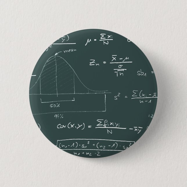 Statistics blackboard 2 inch round button (Front)