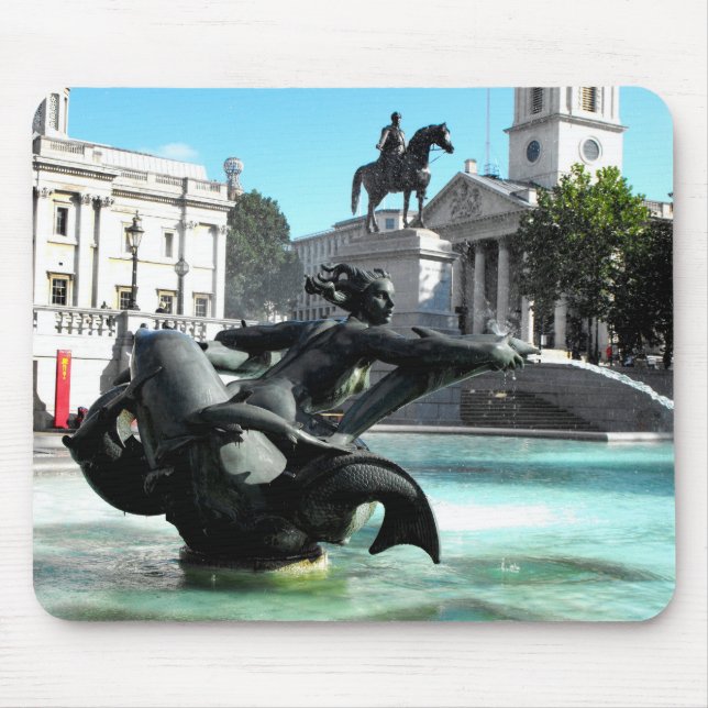 Statue and fountain in Trafalgar Square Mouse Pad (Front)