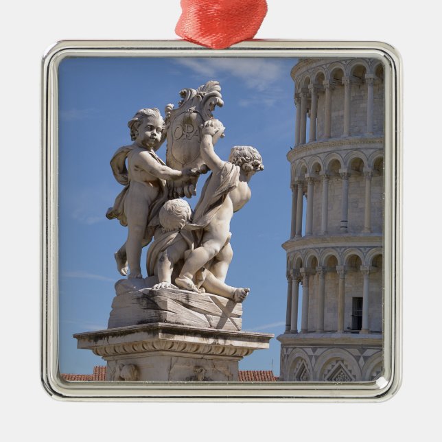 Statue and leaning Tower of Pisa Metal Ornament (Front)