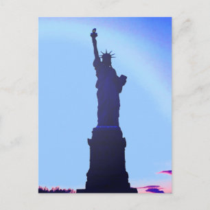 Statue Bleue de Liberté Silhouette Cartes postales