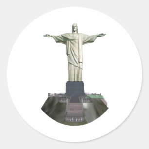 Statue: Christ the Redeemer: 3D Model: Classic Round Sticker