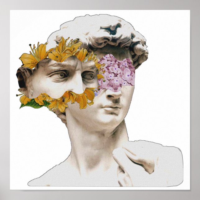Statue De David Michelangelo Poster Floral (Devant)