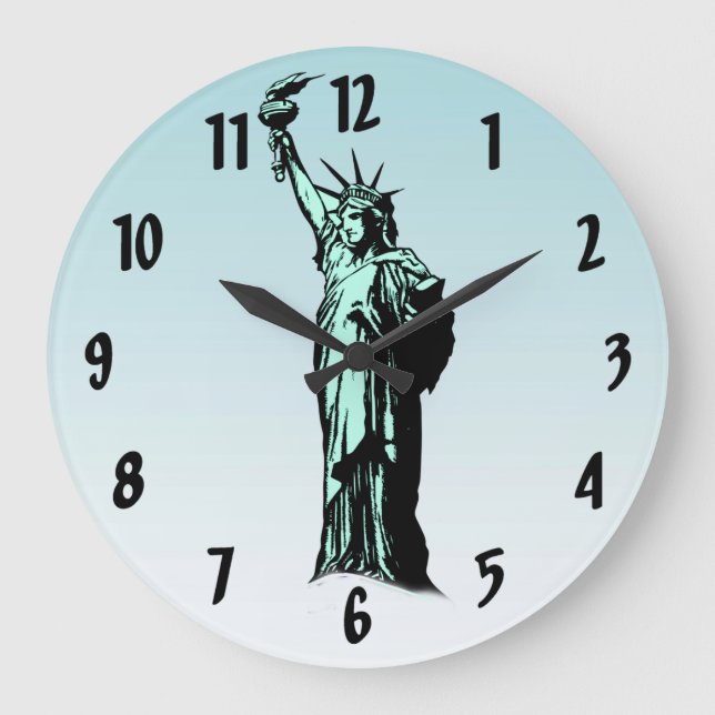 Statue de la Liberté Mur bleu Horloge (Recto)