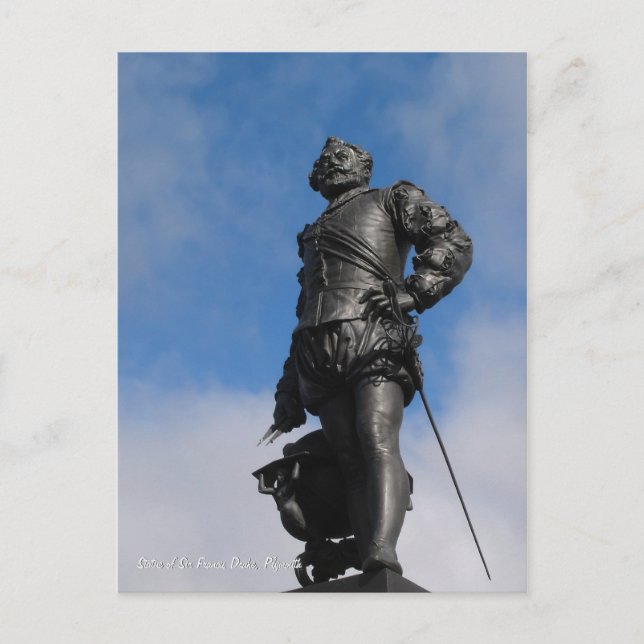 Statue de Sir Francis Drake, carte postale de Plym (Devant)