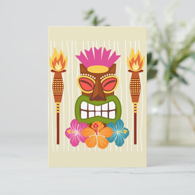 Statue de Tiki, Torches et Merci de fleurs d'Hibis (Debout devant)