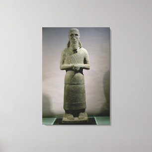 Statue dedicated to the god Haddad-Yishi (basalt) Canvas Print