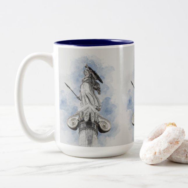 Statue grecque classique Athéna Mug à café à deux  (Avec donut)