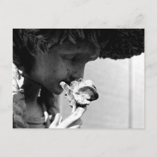 STATUE HOLDING A ROSE POSTCARD